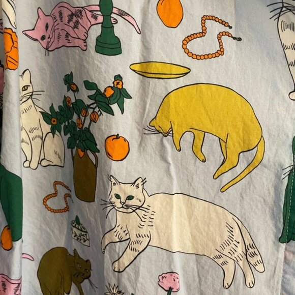 Hanna Andersson Baggu Cat Table Talk Women’s Long Sleeved Button Up Shirt S - Picture 5 of 15